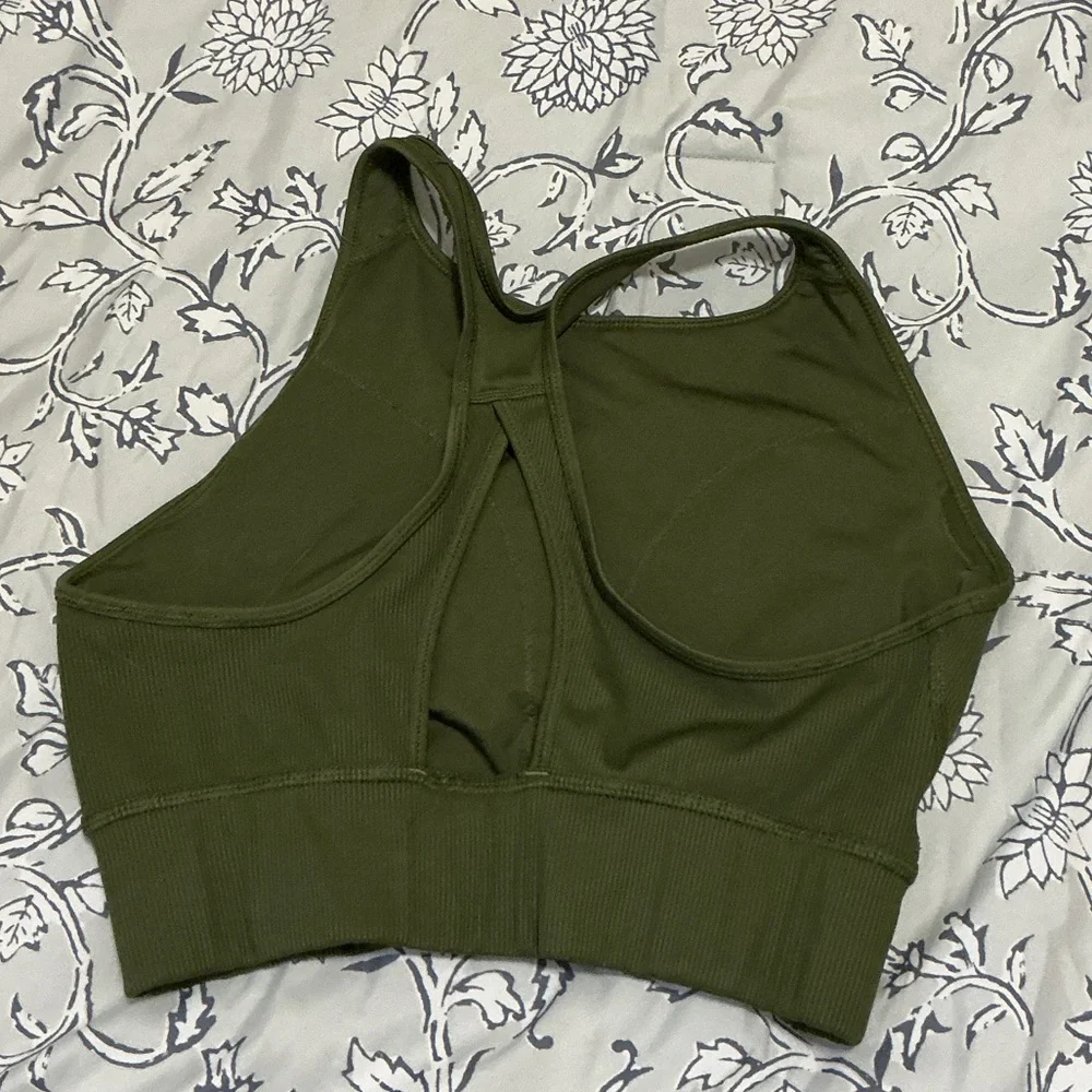 Adidas Olive Green Workout Top - Picture 2 of 3